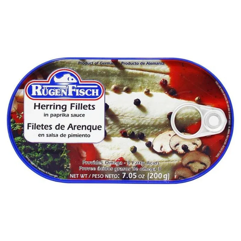 DE 205 Rugen Fisch Herring Fillets in Paprika Sauce 7 oz. 200g x700  31727.1552334249 1024x