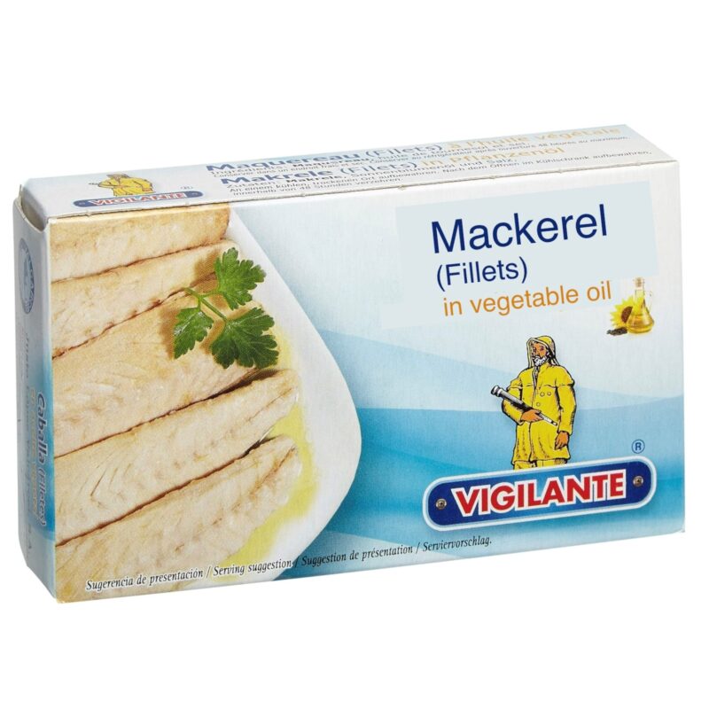 Vigilante Mackerel Filetes de caballa en aceite vegetal RR90 Europa