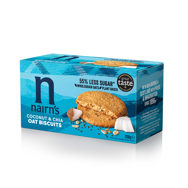nairns oat biscuits coconut and chia200gm