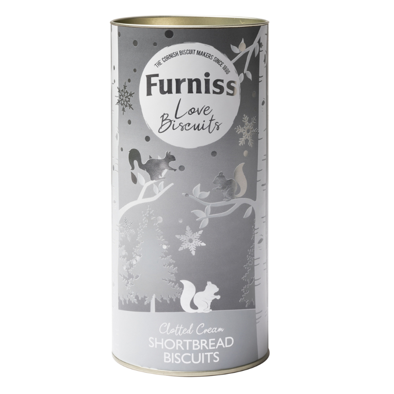 Furniss Clotted Cream Shortbread Silver Xmas DRUM